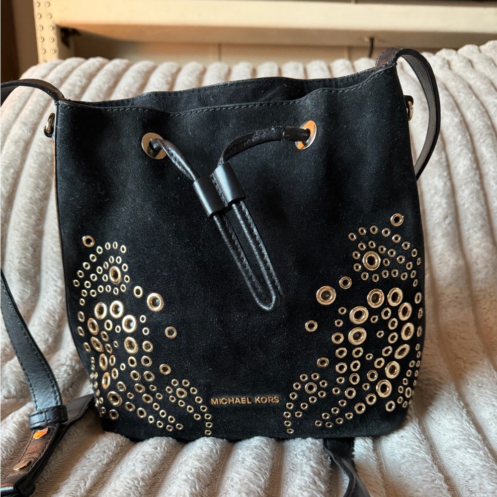 MICHAEL Michael Kors Cary Small Grommeted Suede‎ Bucket Bag